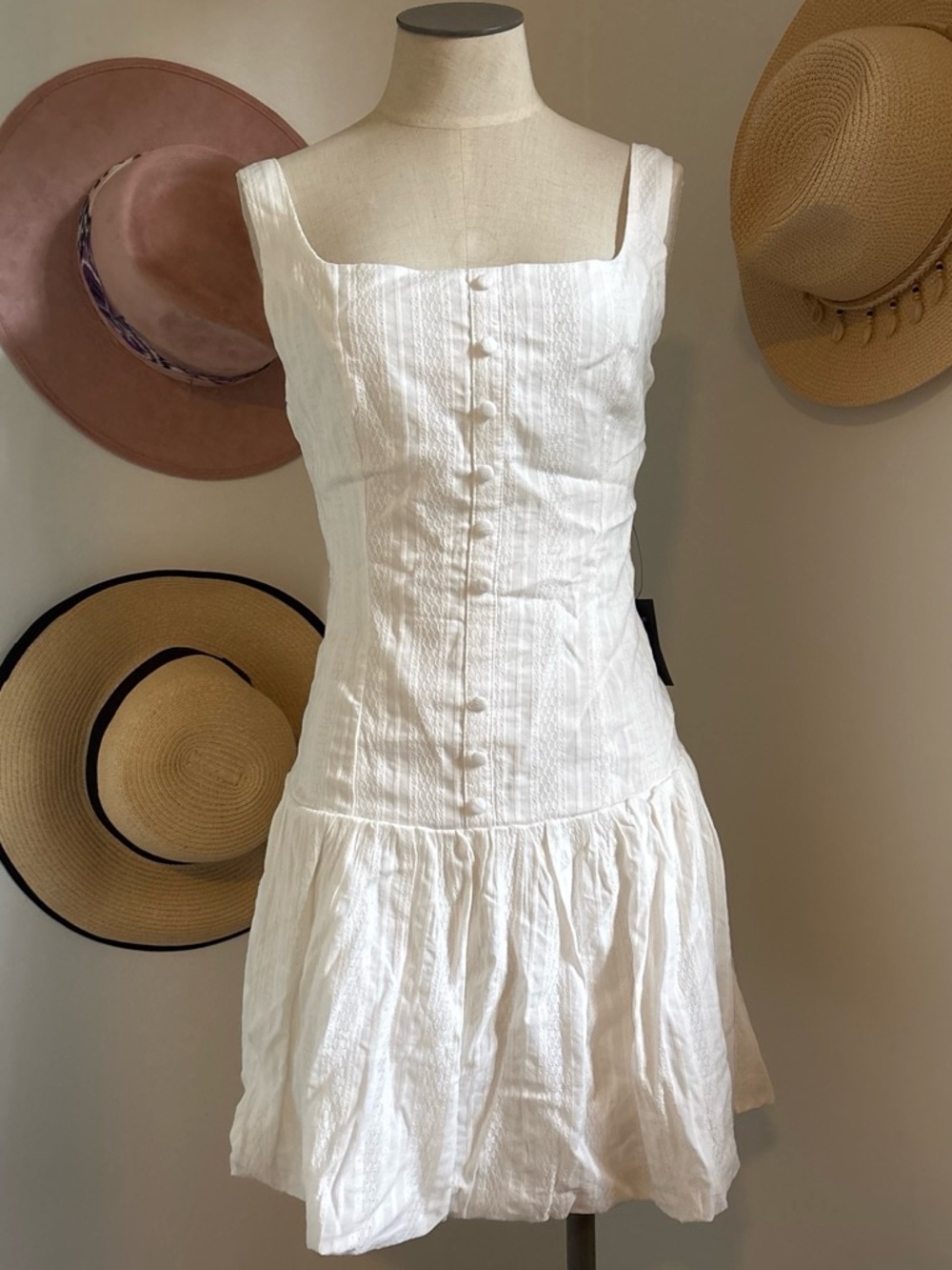 Lulu's White Square-Neck Button-Front Mini Dress